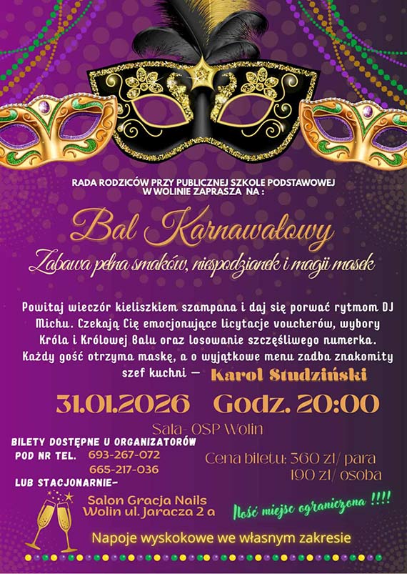 Bal karnawałowy w Wolinie. Dochód z wydarzenia trafi na potrzeby szkoły