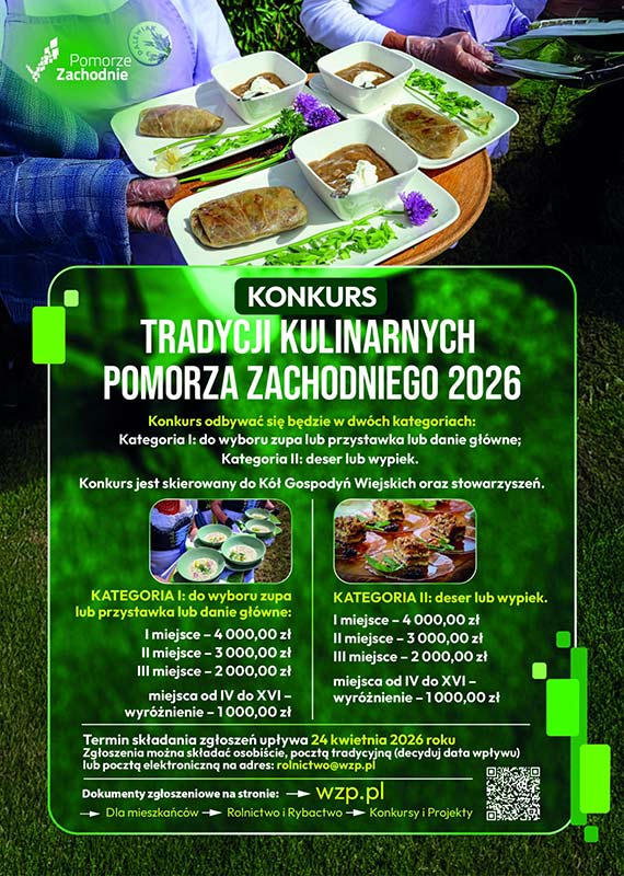 Kuchnia regionu w nowym wydaniu. Startują zgłoszenia do Konkursu Tradycji Kulinarnych Pomorza Zachodniego