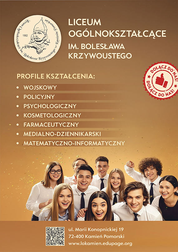 Ruszył nabór do szkół ponadpodstawowych. Poznaj ofertę edukacyjną Liceum Ogólnokształcącego im. Bolesława Krzywoustego w Kamieniu Pomorskim